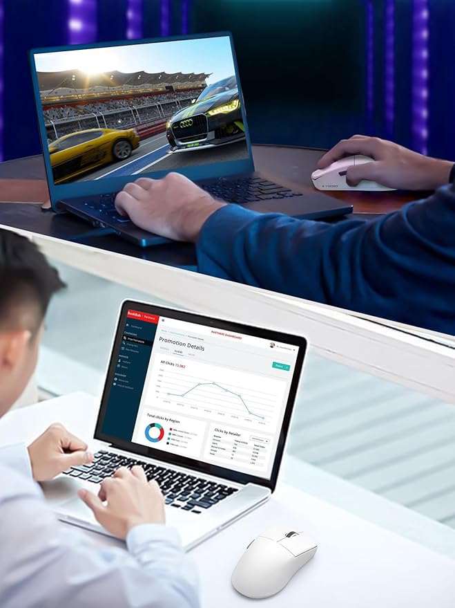 E-YOOSO Lightweight Wireless Gaming Mouse, Tri-Modes Wireless Esports Mouse with 5 Programmable Buttons, 4000 DPI, Long Battery Life, Ultra-Thin Ergonomic Design for PC & Mac Gamers