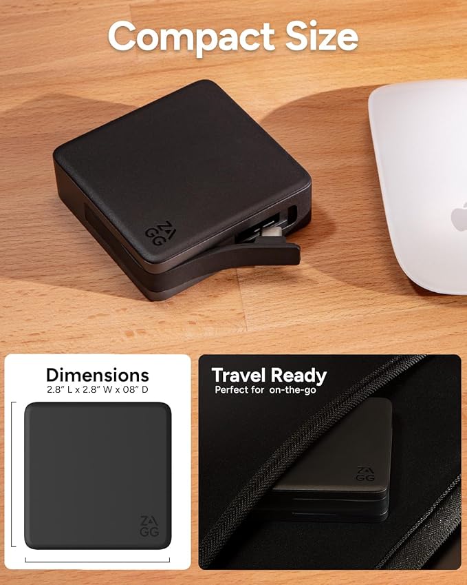 ZAGG 4-Port Hub - Versatile USB-C PD, USB-A HDMI Adapter, High-Speed Charging & 4K Display Support, Compact for Travel, Compatible with Windows, macOS, iPadOS, ChromeOS, Android