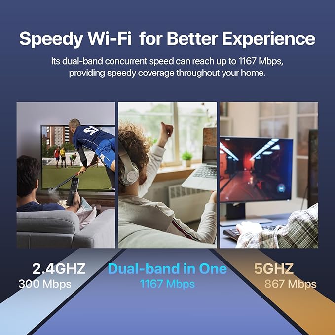 Tenda AC1200 Gigabit WiFi Router - Dual Band High Speed Wireless Internet Router, 3xWAN/LAN Gigabit Ports, 4x6dBi Antennas, MU-MIMO, Beamforming, IPv6, Guest WiFi, AP Mode(AC8)