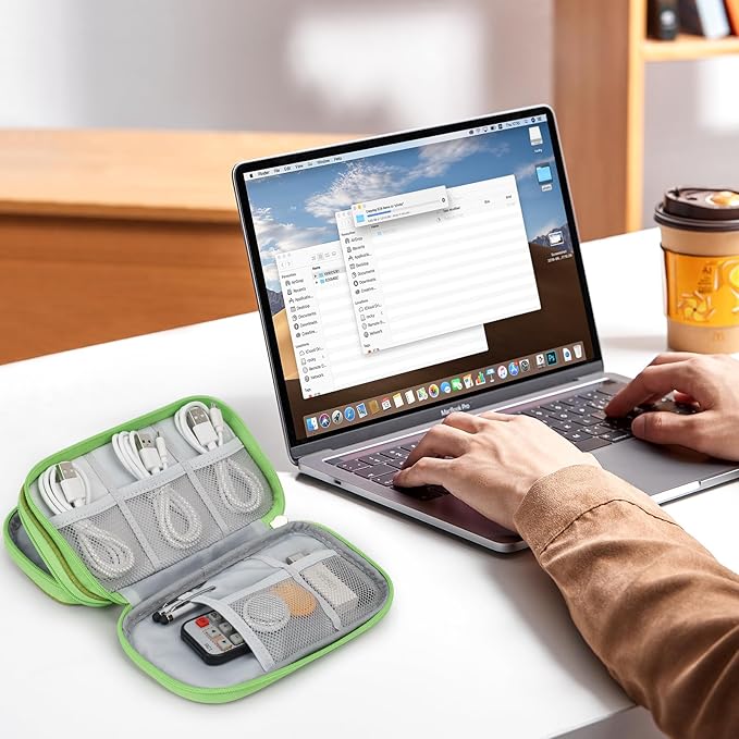 Skycase Zipper Pencil Case - Waterproof Aesthetic Pencil Pouch Case Large Capacity, All-in-One Double Layers Cord Case Organizers Traveling for Accessories,Pen, Pencil, Charger, Cable, Green