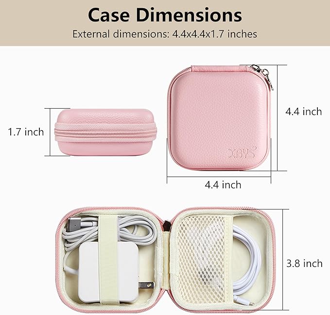 Charger Case for Macbook, Portable Tech Electronic Organizer Bag, Travel Storage Pouch for Laptop Accessories, MacBook Power Adapter, Charging Cords, USB Drives, Power Bank (Pink, M)