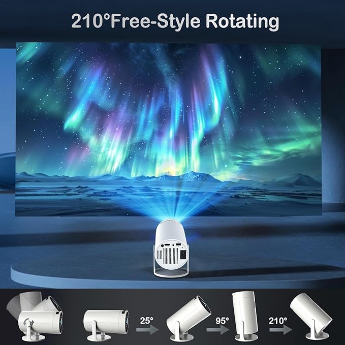 Mini Projector with WiFi and Bluetooth, 4K Support JAOKPO Outdoor Portable Movie Projector Built-in Android 11 system Auto Keystone Home Smart Projector for Phone/TV Stick/Laptop