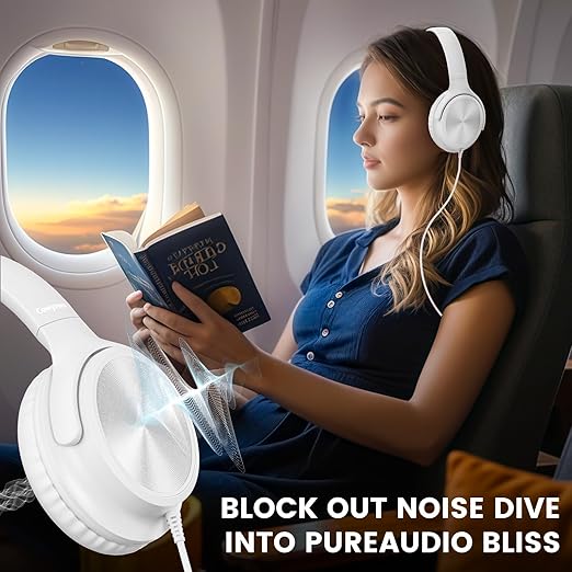 USB C Headphones Wired, Over Ear USB C Wired Headphones with Microphone, Volume Control, HD Stereo Sound, Foldable USB Type C Headphones for Adult/Teens/Chromebook/Laptop/Computer/iPhone,White