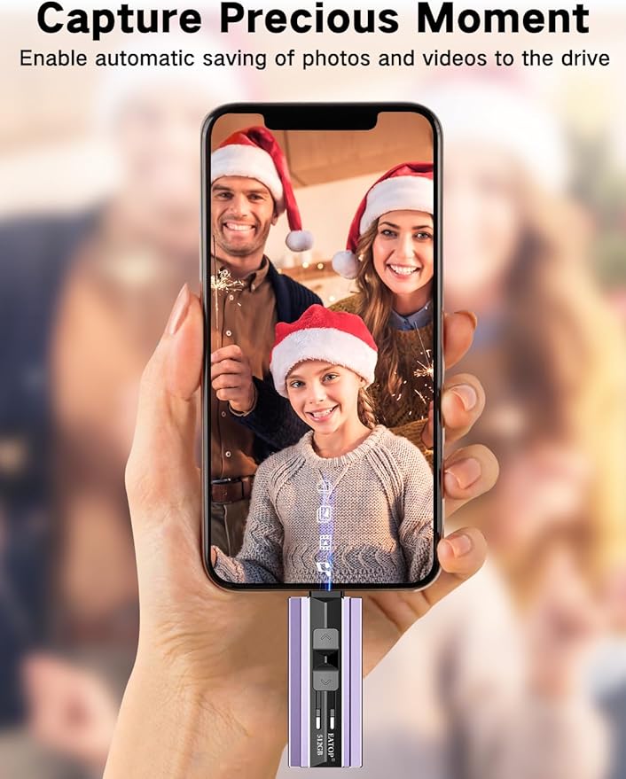 512GB Flash Drive Intended for iPhone iPad Android and Computers, 4 in 1 Photo Stick for Phone Memory Storage Easily Backup Photos Videos, Plug and Play, No Application Required (Light Purple)