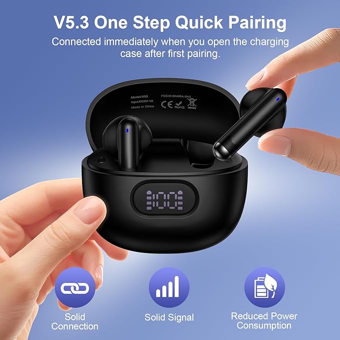 Wireless Earbuds Bluetooth Headphones for Samsung Galaxy S25 Ultra S24 S23 S22 S21 S20 FE A16 5G A15 A14 A56 A55 A54 A36 A35 A34 A26 A25, Wireless Charging Case Digital Display Ear Buds with Deep Bass