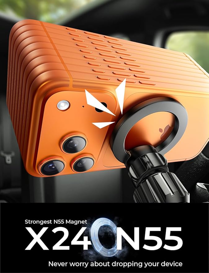 LISEN for MagSafe Car Mount, Magnetic Phone Holder, 360 Hands Free Vent iPhone Magnetic Car Mount, Magnet Phone Holder with Dashboard Pads & Mats for iPhone 17 16 15 14 13 12 Pro Max Plus Mini,Red