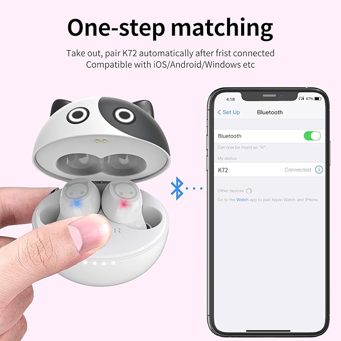Wireless Earbuds,Cartoon Wireless Bluetooth 5.0 Headset Built-in Mic,Cute Panda Earbuds,IPX5 Waterproof Headphones,Wireless Sports Earphones,36H Playtime HiFi Stereo Deep Bass Earbuds