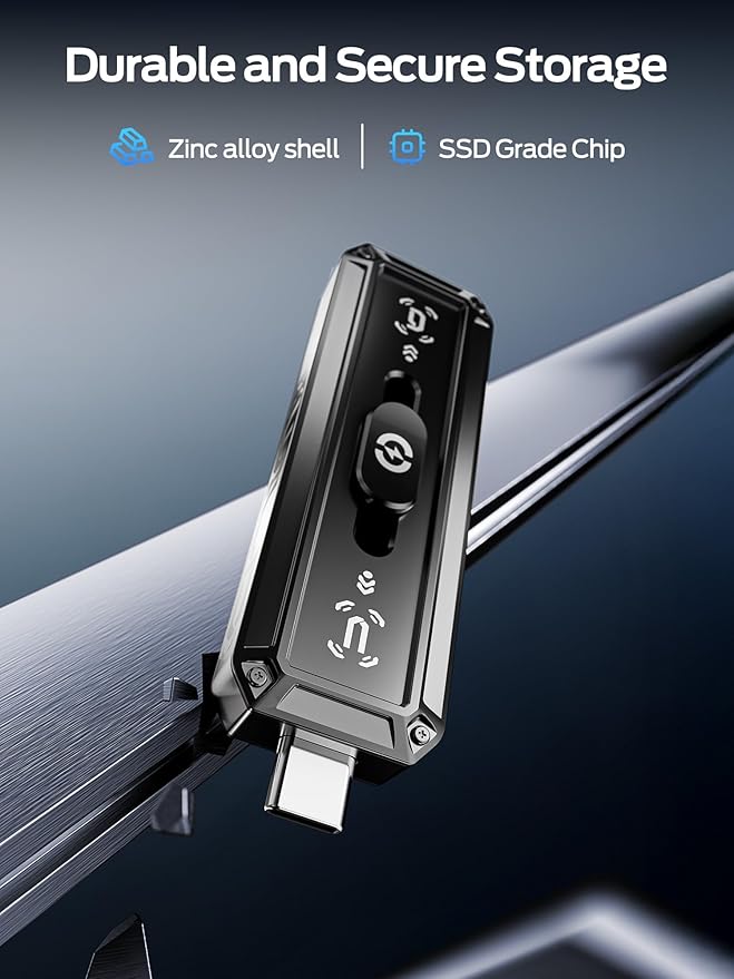 MOVE SPEED 1TB External SSD 560MB/s Read Speed, USB 3.2+USB C Dual Ports External Drive, Portable SSD 3-Stage Push-Pull Design for iPhone 15/16/17 Series/Mac/Android