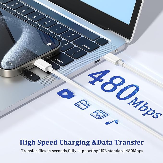 iPhone 16 15 Charger Fast Charging, 2Pack 20W Apple USB C Fast Charger Wall Adapter Blocks & 2Pack Fast Charging Cable Cord for iPhone 16 Pro Max/16e/15 Pro/15 Plus,iPad Air/Pro,AirPods