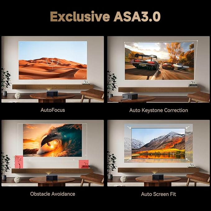 Google TV Projector 4K Supported, Wanbo X5 Pro 1100 ANSI Smart Projector with WiFi and Bluetooth, Outdoor & Home Movie Proyector, Auto Focus & Keystone, 26dB Quiet, HDMI 2.0, Voice Control, HDR10