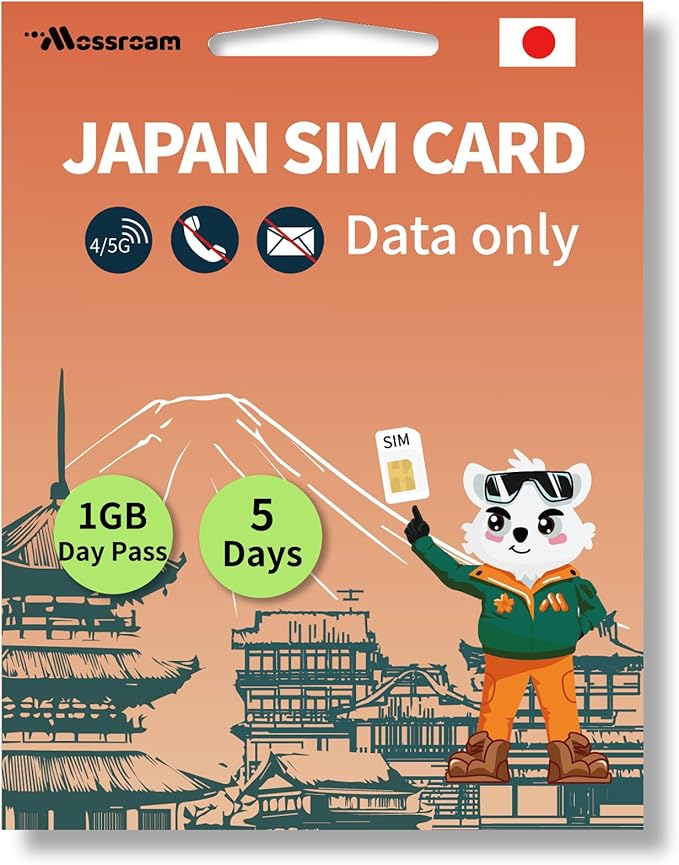 Japan SIM Card – Prepaid Data Plans | 1GB Daily,5 Days | High-Speed 4/5G LTE | No Daily Restrictions | Perfect for Tourists & Business Travelers