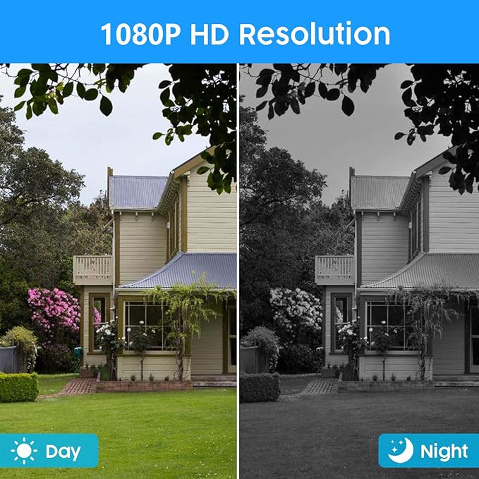 1080P Security Camera System Wireless, Plug and Play 8CH Video Surveillance NVR Kit with 4pcs HD Bullet IP Camera for Home/Store/Office, Night Vision Waterproof, No Hard Drive