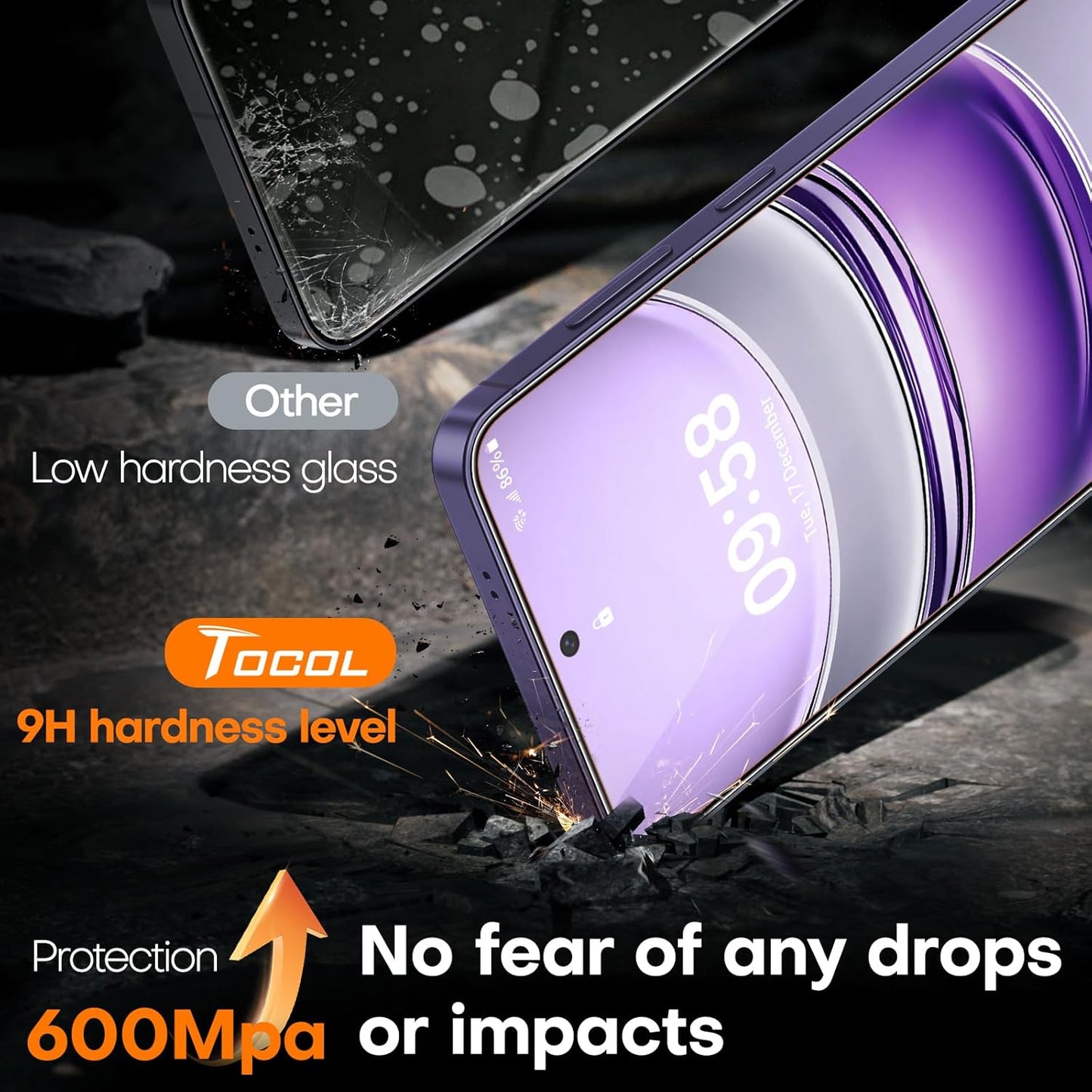 TOCOL for Samsung Galaxy S24 Screen Protector Military Grade Shatterproof HD Tempered Glass Full Coverage Screen Protector Anti-Fingerprint Easy Installation 2 Packs