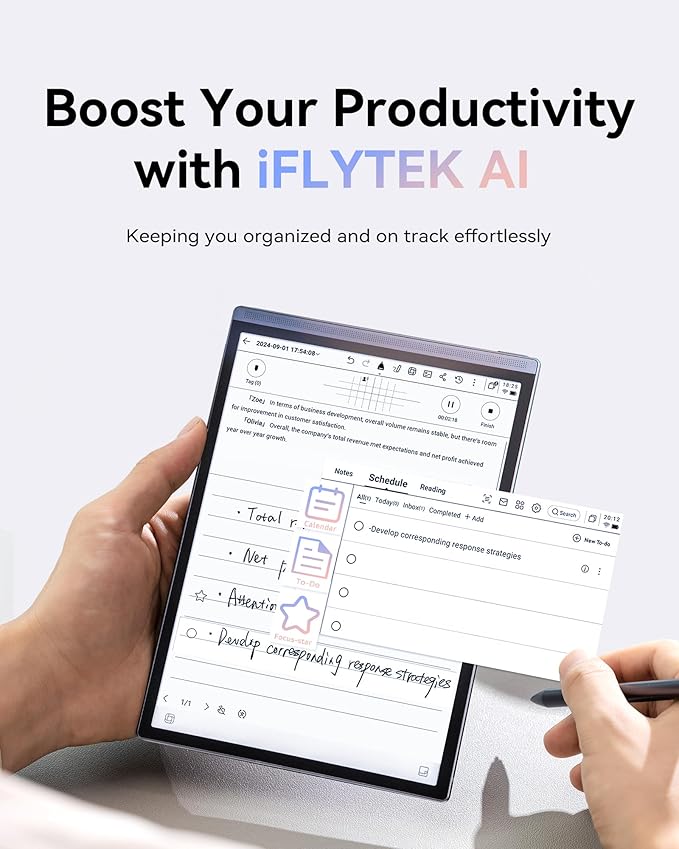 iFLYTEK AINOTE Air 2 Bundle with Black Folio Case, 8.2-inch AI Paper Tablet Writing Tablet, Digital Notebook with Pen, Voice-to-Text Transcription, Multi-Languages Chatgpt Support