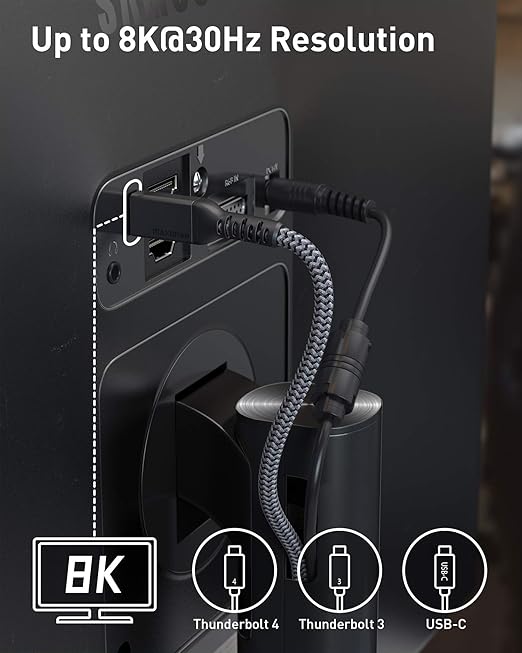 Maxonar [2 Pack 6.6Ft] Thunderbolt 4 Cable, 240W Long Thunderbolt Cable 40Gbps Data Sync and 8K Display for Thunderbolt 4/3, USB 4,USB C