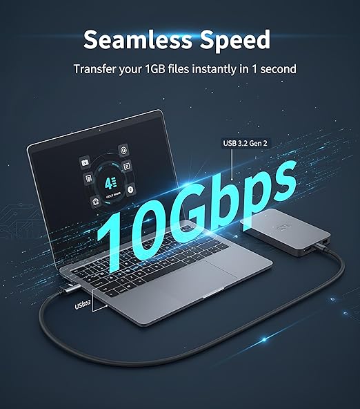 Fiber Optic USB C to USB C Cable(33ft),Slim Long Extension High Speed 10Gbps USB 3.2 Active Optical Compatible with Webcams,Cameras,AR/VR for Video Conference,Data Center