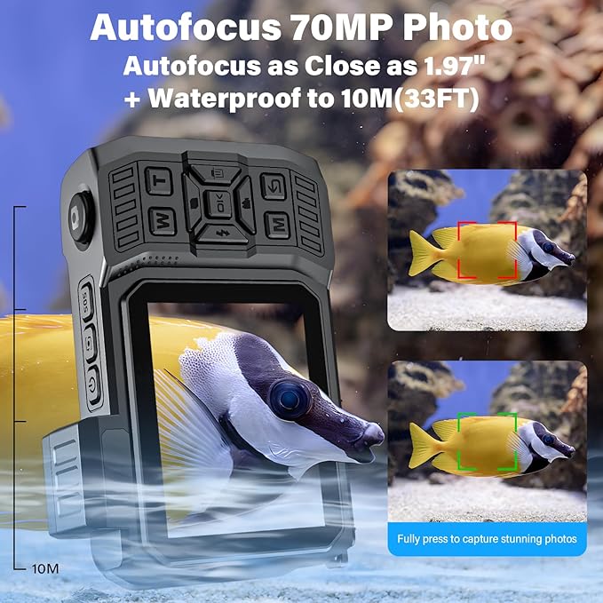 8K UHD 70MP WiFi Digital Camera with 64GB Card Rugged Waterproof Dustproof Shockproof Dual-Screen Selfie 33FT Underwater Camera for Snorkeling Autofocus Point and Shoot Digital Camera (Blue)