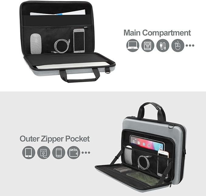 MOSISO Hard Shell Laptop Case for Men Women,17 inch Computer Bag Compatible with MacBook, HP, Dell, Lenovo, Asus, Notebook,17.3 inch Laptop Bag with Front Pocket & Shoulder Strap, Gray