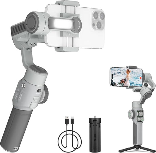 ZHIYUN CINEPEER Smooth 5E Gimbal Stabilizer for iPhone, Android, Built-in Fill Light, Tripod, 3-Axis 300g Payload Phone Gimbal, Gesture Control, Vlogging Stabilizer for YouTube, TikTok