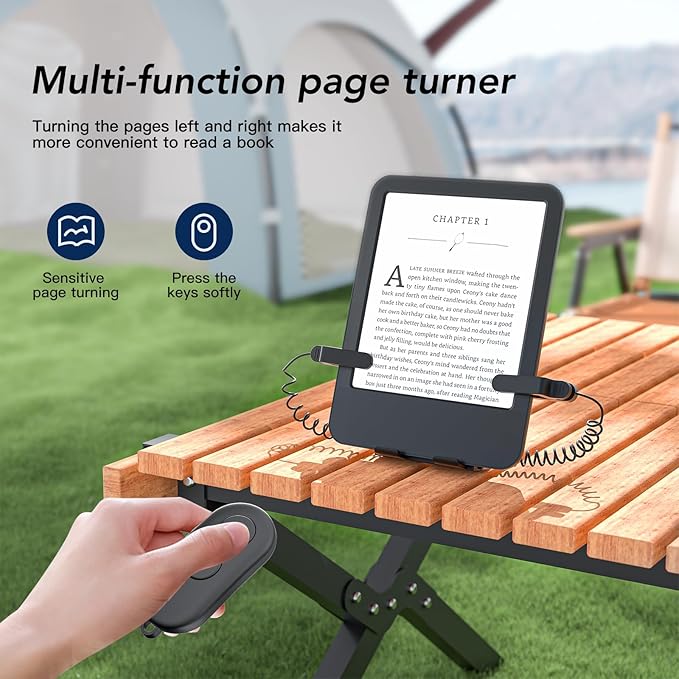 Remote Control Page Turner and Stand for Kindle Paperwhite Oasis eReaders,Clicker Page Turner Forward and Backward,Kindle Accessories for iPhone,iPad,Tablets Reading,Camera Video Record &Selfie