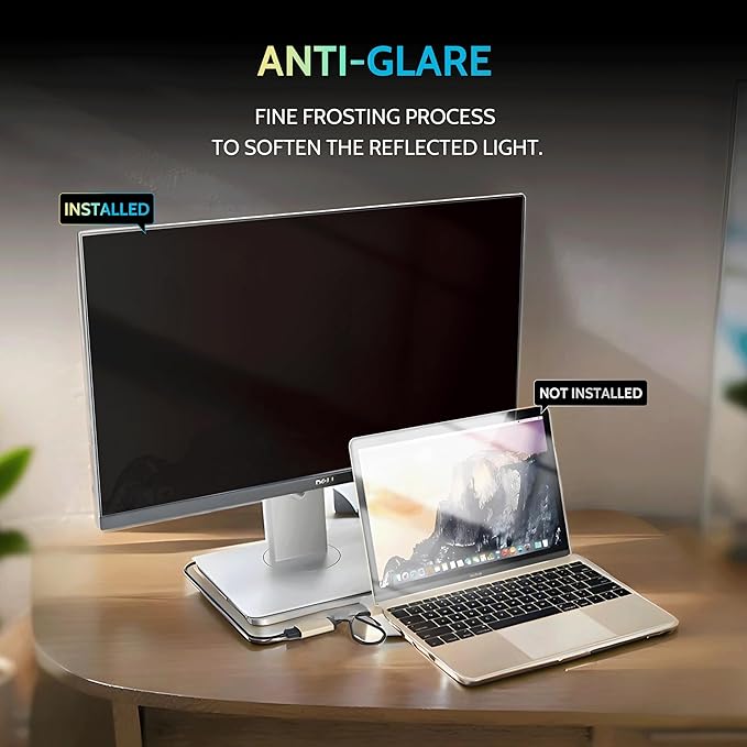 [2 Pack] 23 Inch Privacy Screen for Computer Monitor 16:9 Aspect Ratio, Eye Protection Anti Blue Light Glare Shield, 23inch Removable Black Blackout Anti Spy Desktop Security Private Filter