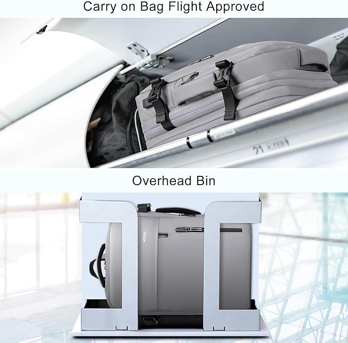 HOMIEE Carry on Backpack Extra Large Travel Bag, Expandable Hand Luggage Suitcase Anti-Theft Business Backpack, Water Resistant Lightweight Weekender Bag, Light Grey