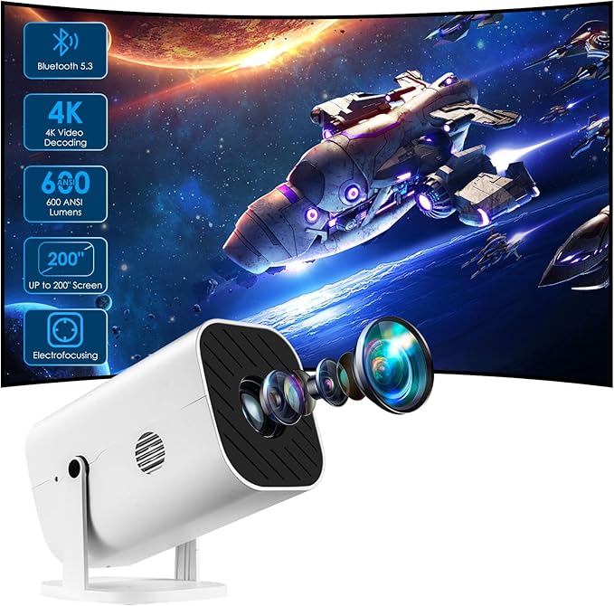 Mini Projector, Video Projector for Bedroom, Built-in Speaker And Bluetooth 5.3, Native 1080P, Compatible With 4K, Portable Room Rrojector, Supports Smartphones/TV Sticks/PS5/Laptops/Xbox/HDMI/USB