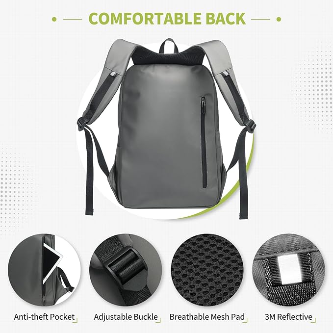 Travel Laptop Backpack, Anti-Theft Carry On Backpack Professional, TSA-Approved Water-Resistant Rucksack for Work Men Women Fits 16 Inch Notebook, Grey