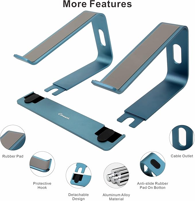 Laptop Stand,Ergonomic Aluminum Laptop Mount,Detachable Laptop Riser,Notebook Holder Compatible with MacBook Pro/Air HP Lenovo Samsung,Dell,All 10-17.3" Laptops (Deep Sea Blue)