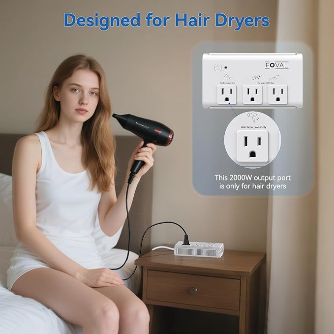 220V to 110V Travel Voltage Converter, FOVAL 2000W International Power Converter for Hair Dryer, Straightener/Curling Iron with 4-Port USB (1 USB C), Step Down Transformer for US/EU/UK/AU/Italy/India