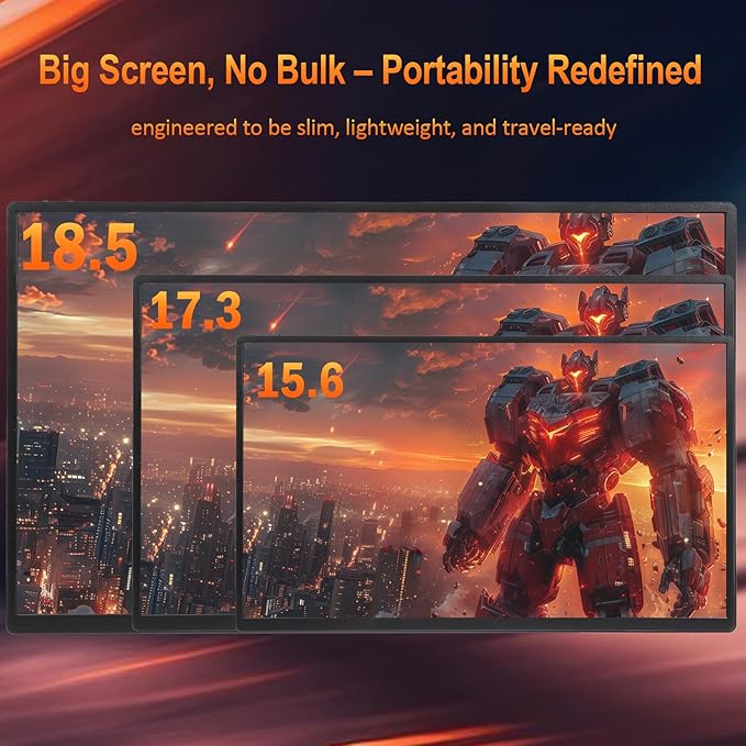 Portable Monitor, 1080P FHD 100Hz IPS Screen, 125% sRGB HDMI USB-C External Monitor for Laptop PC, Travel Second Display with Kickstand Case (18.5)