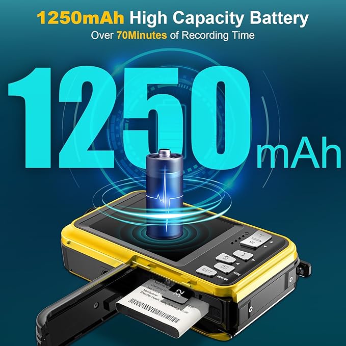 4K Underwater Camera with 32GB Card 1250mAh Battery 56MP Autofocus 16FT Waterproof Camera Dual-Screen Selfie 16X Waterproof Floatable Digital Camera Underwater Camera for Snorkeling