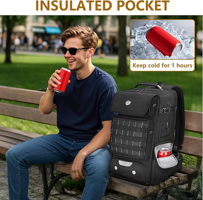 MATEIN Expandable Travel Backpack With Shoe Compartment, 52L Large Luggage Suitcase with Waist Straps & USB Charging Port, 17 Inch TSA Laptop Backpack With 3 Packing Cubes for Men, Black