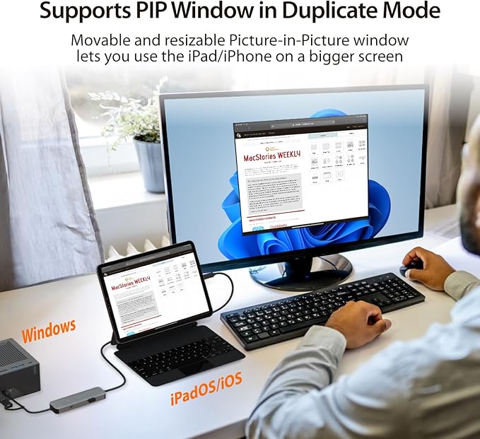 j5create iPad/iPhone to Windows Collaboration Sharing Hub, Use iPad as a Second Display for Windows Laptop, Transfer Files Between iPhone and Win PC, Wormhole Switch CrossLink (JCH422)