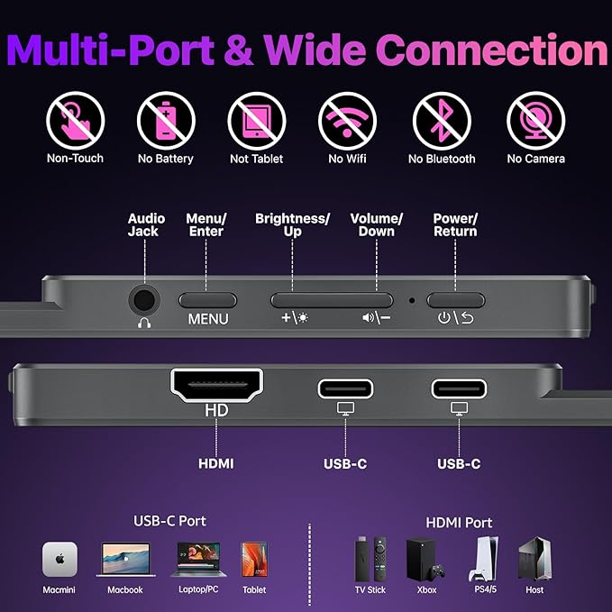 cocopar Portable Monitor 15.6'' 4K UHD 60HZ 145% sRGB Travel Monitor with USB-C HDMI Portable Screen for Laptop MacBook Surface PC PS4/5 External Display with Kickstand, VESA Mountable
