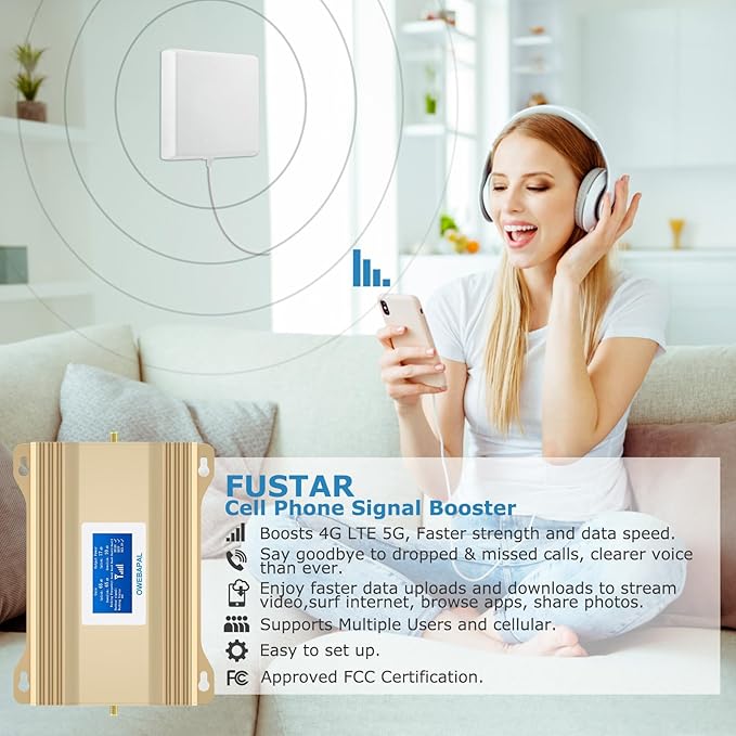 Verizon Cell Phone Signal Booster T Mobile ATT Cell Phone Booster Extender 5G 4G LTE Band 13,12,17,5,4, 2 Verizon T Mobile AT&T Signal Booster Cellular Booster Repeater for Home 5000sq.ft.