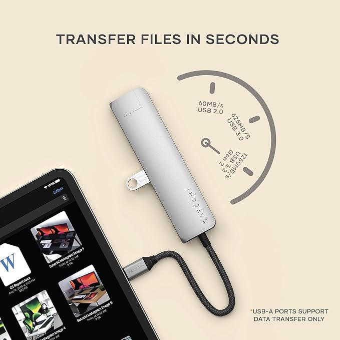 Satechi 7 in 1 USB C Hub Multiport Adapter with Ethernet, HDMI 4K@60Hz, 100W PD Charging, 2X USB-A Data Ports, Micro/SD Card Readers for MacBook Air/Pro M4, iPad, Windows - Space Gray