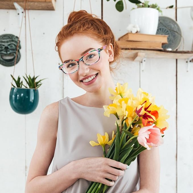 6 Pack Reading Glasses for Women Men Blue Light Blocking Spring Hinge Computer Readers, Anti Eyestrain/Glare