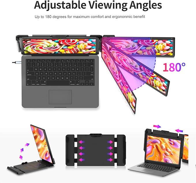 Laptop Screen Extender Portable Monitor, Dual Monitor Extender for Laptop, 14" Screen 1080P FHD Display, Fit for 13-17" Laptops, Plug & Play Compatiable with Windows, Mac, Chrome, Android and Switch