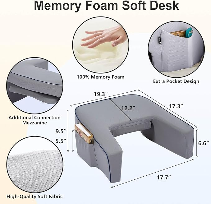 Lap Desk, Reading Pillow, Work Pillow for Bed, Arm Pillows for Adults, Reading Lap Pillow, Memory Foam Pillow for Reading, Crocheting in Bed Couch