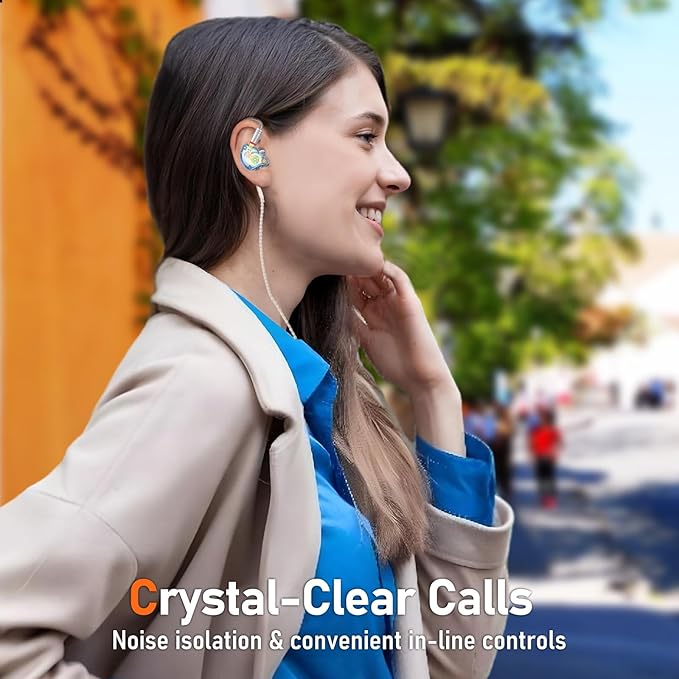 Vibes 202 Wired Earbuds - HiFi in Ear Monitor Headphones – Professional Noise-Isolating Ear Buds - Clear Sound, Deep Bass & Comfort-Fit IEM Earphones - MMCX to 3.5mm, Silver Plated Cord, Carrying Case