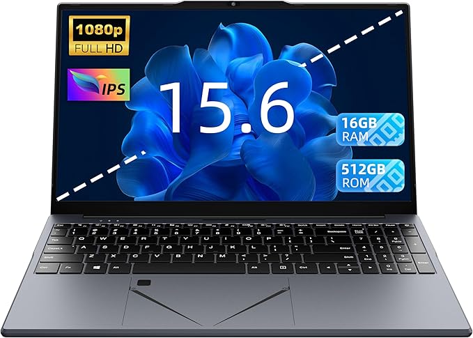 15.6" Laptop, Ryzen 5 3500U (Up to 3.7GHz) Quad-Core Processor, 16GB DDR4 RAM,512G NVMe SSD, Portable Notebook with Adjustable Touchpad & Privacy Webcam Switch (16+512G)