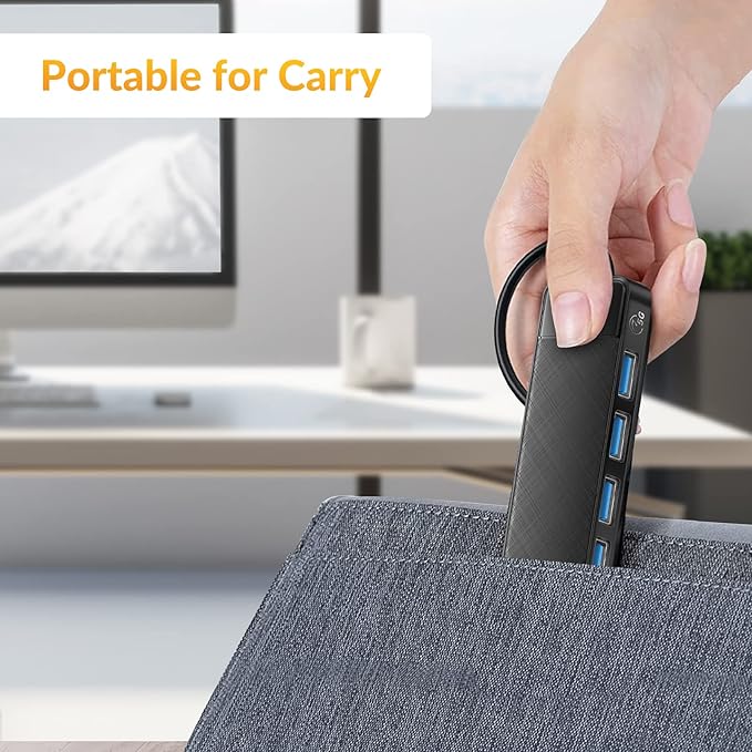 iDsonix USB 3.0 Hub USB C Splitter 5Gbps Data Transfer Ultra-Slim Extender for Desktop, Laptop, Xbox, Flash Drive, HDD, Console, Printer, PC, Keyboards, Mouse [Charging Not Supported] (0.5ft Cable)