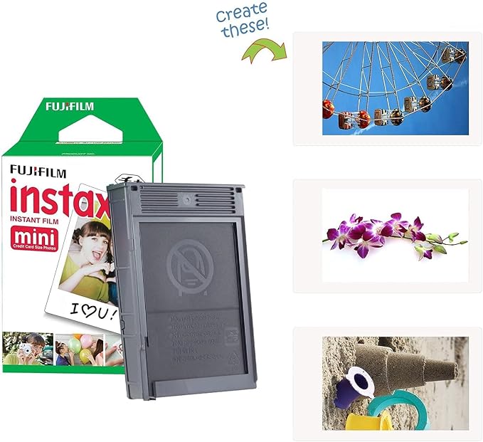 Fujifilm Instax Mini 11 Instant Camera Sky Blue + Fuji Film Value Pack (40 Sheets) + Shutter Accessories Bundle, Incl. Compatible Carrying Case, Quicksand Beads Photo Album 64 Pockets