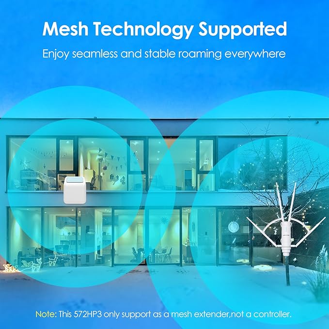 WAVLINK AC1200 Outdoor Long Range Weatherproof WiFi Extender/Wireless Access Point with Passive POE, Dual Band 2.4G+5G, 4x7dBi Omni Directional Antennas,Supports Router/AP/Repeater/Mesh Modes
