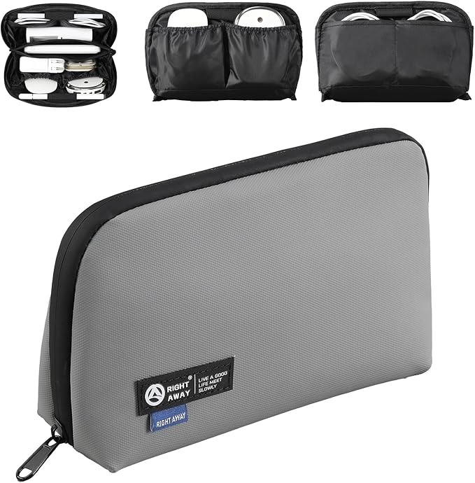 RIGHT AWAY Electronic Organizer,Waterproof Travel Accessories Storage, Tech Pouch for Cord, Power bank, Airpods, Daily Items
