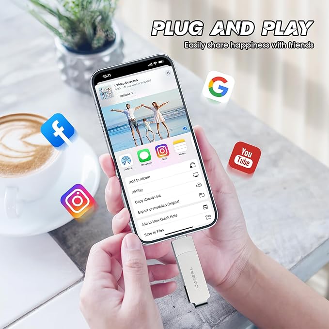 128GB 2‑in‑1 USB‑A & USB‑C Flash Drive, USB 3.2 Gen 2 Thumb Drive, 500MB/s Read 400MB/s Write, 360° Swivel Compact Aluminum Memory Stick for File Transfer, Backup & Travel Storage