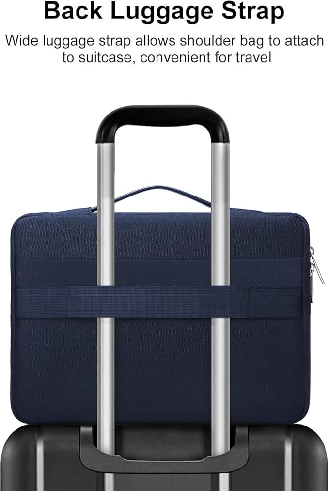 MOSISO 360 Protective Laptop Case 15 inch, Laptop Sleeve Compatible with MacBook Air 15 M4 A3241 M3 A3114 M2 A2941 2025-2023, Dell XPS 15,Side Open Bag with 2 Raised&1 Flapover Pockets, Navy Blue