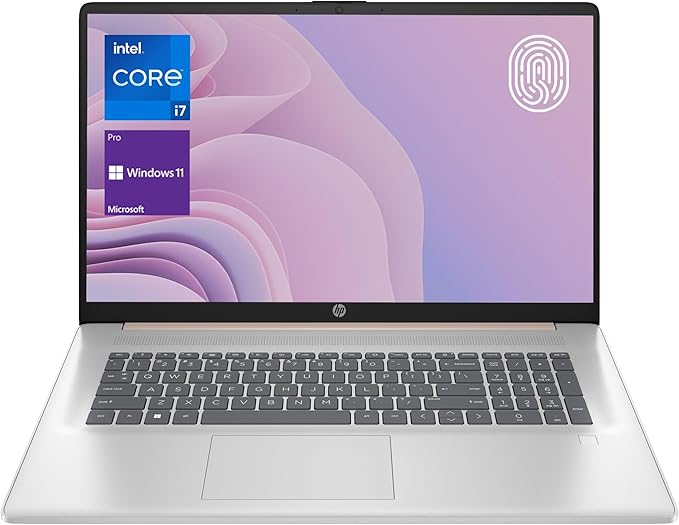 HP Essential Daily Traditional Laptop, 17.3" FHD Display, Intel Core i7-1355U, 32GB RAM, 1TB SSD, Backlit Keyboard, Numeric Keypad, Fingerprint Reader, Webcam, HDMI, Wi-Fi 6, Windows 11 Pro, Rose