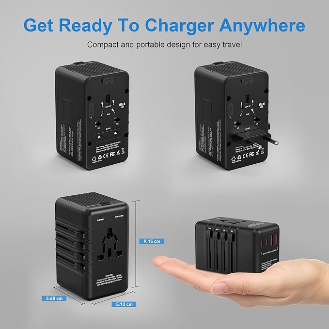 220v to 110v Converter and Adapter for Travel: International Universal Plug Adapters and Voltage Converters for Hair Dryer - High Power Transformer and Adaptor for US to European Italy UK EU